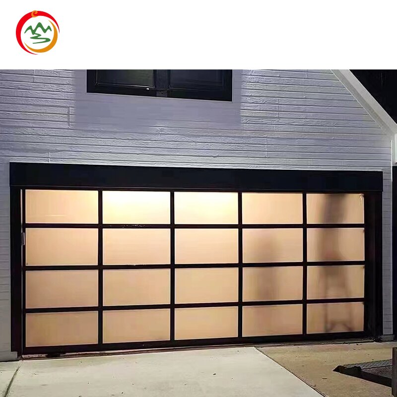 Automatic Garage Door Manufacturer - OEM Modern Frosted Glass Black Aluminum Alloy