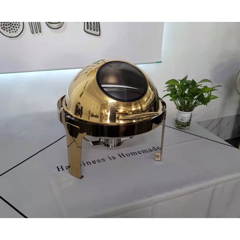 Chafing Dish Manufacturer - OEM High Quality Gold Color 6L Stainless Steel Round