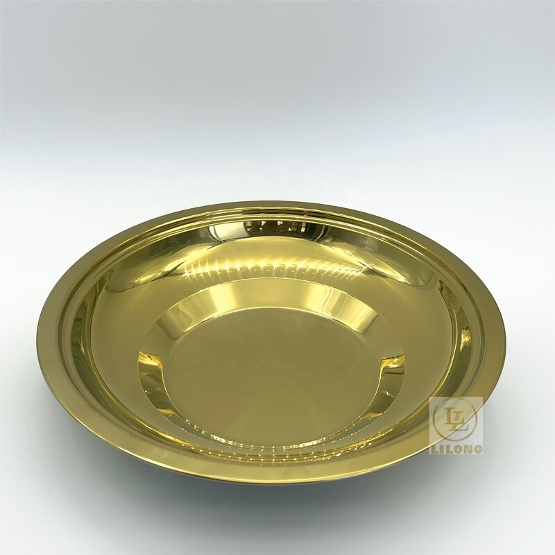 Buffet Plate Factory - OEM Stainless Steel Serving Tray Gold Round with Lid