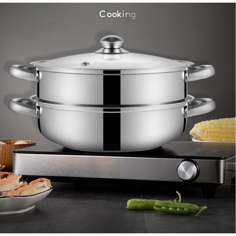 Double Layer Steamer Factory - OEM Cheap Price Stainless Steel Cooking Pot