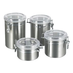 Coffee Sugar Canister Factory - OEM Stainless Steel 4pcs Round Kitchen Food Sealed