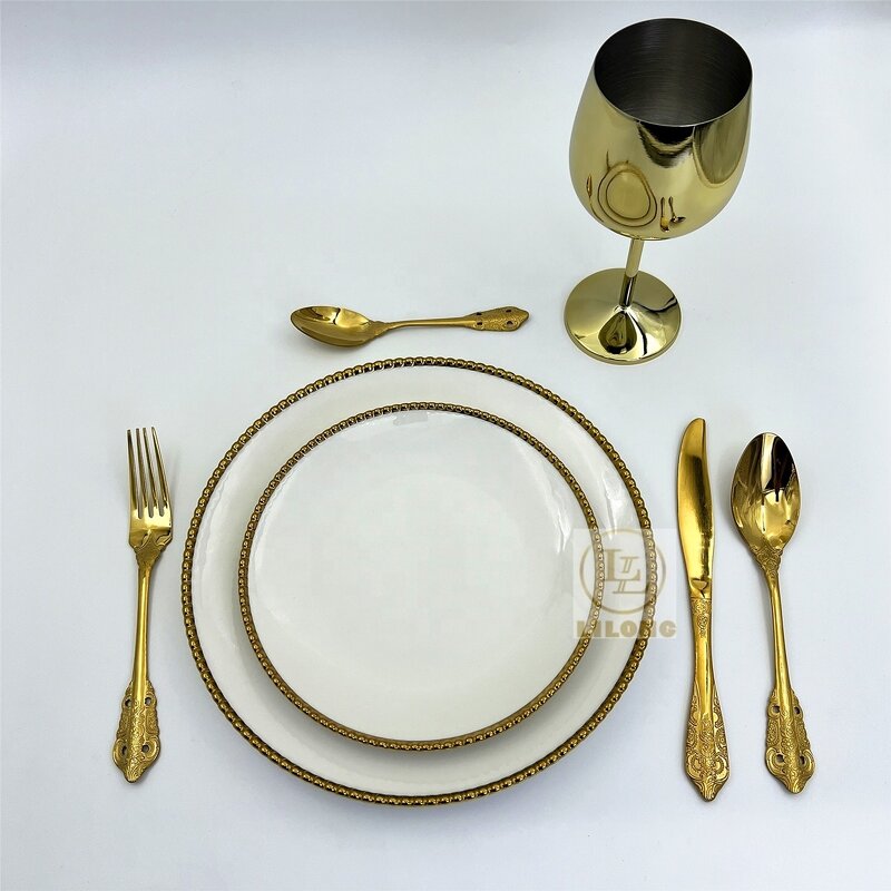 Ceramic Plates Factory - OEM Luxury Gold Rim Hotel Restaurant Wedding