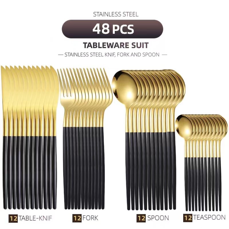 Cutlery Set Manufacturer - OEM High Quality Stainless Steel 48pcs Wedding Party