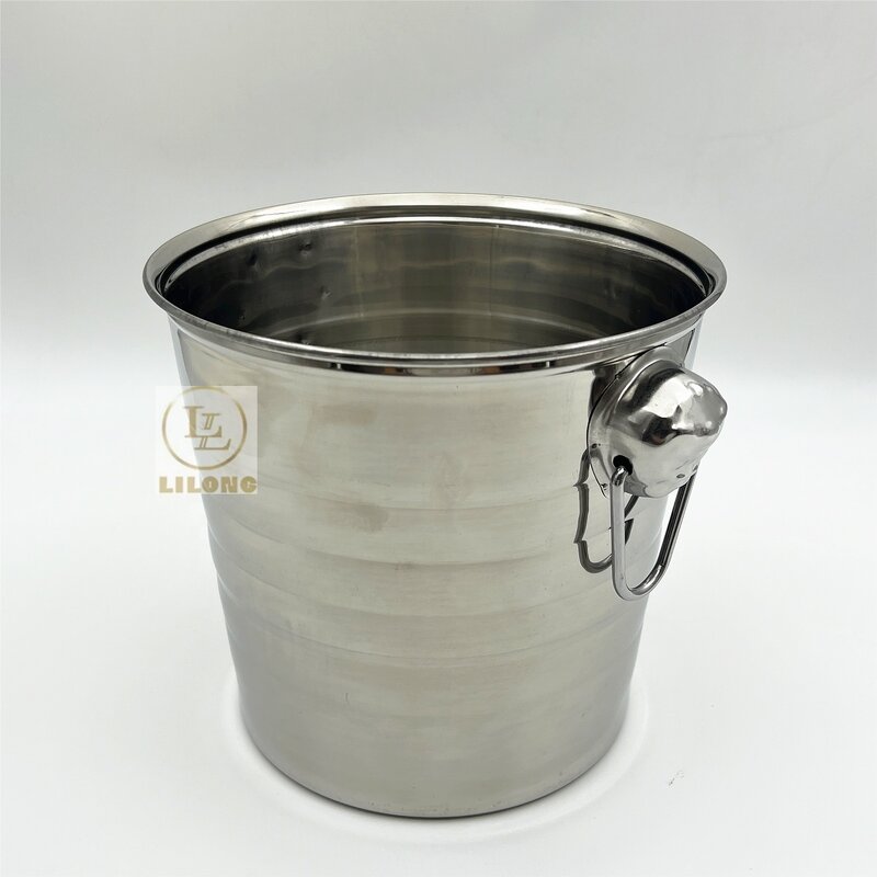 Ice Bucket Factory - OEM Stainless Steel 3-7L Portable Thickened Round Head Champagne