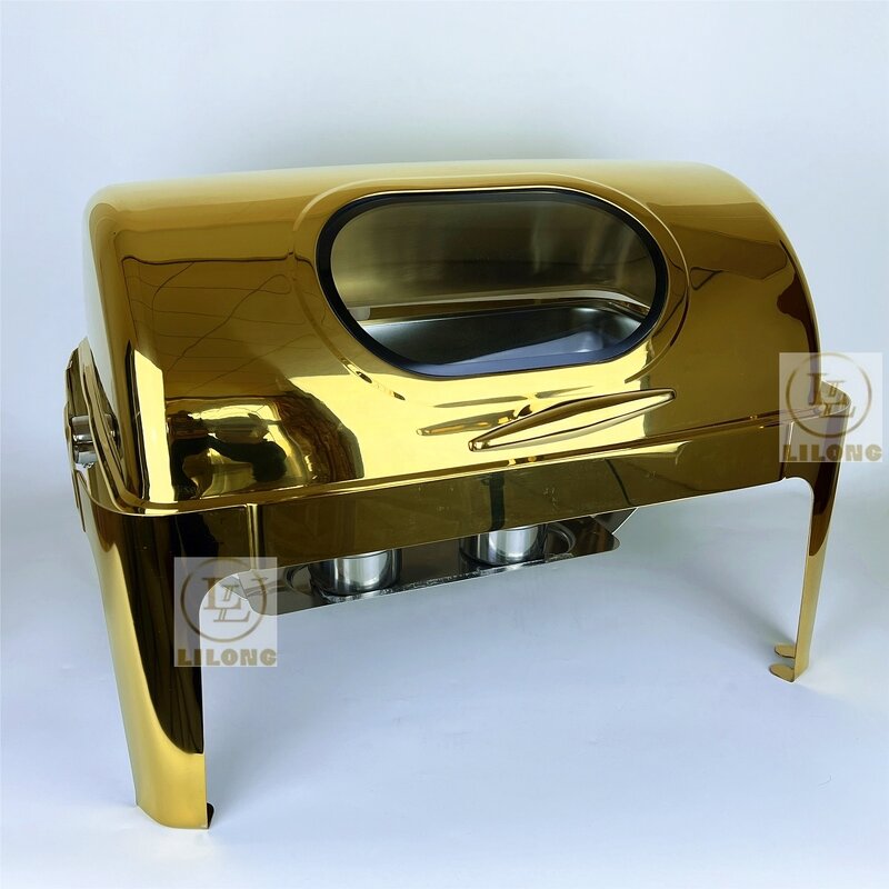 Chafing Dish Factory - OEM Hot Selling Stainless Steel Golden 9L Rectangular