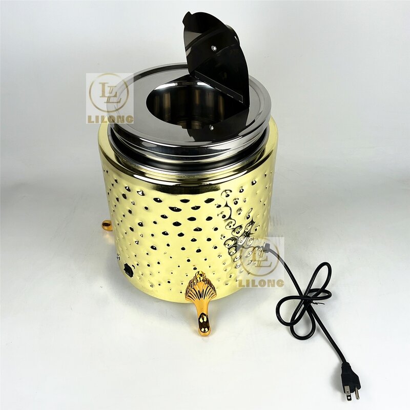 Electric Soup Pot Factory - OEM Luxury 10L Gold Stainless Steel Hammer Pattern Insulated