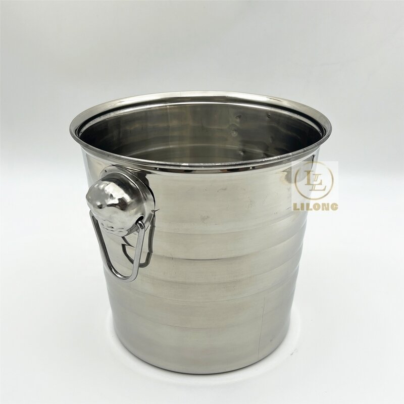 Ice Bucket Factory - OEM Stainless Steel 3-7L Portable Thickened Round Head Champagne