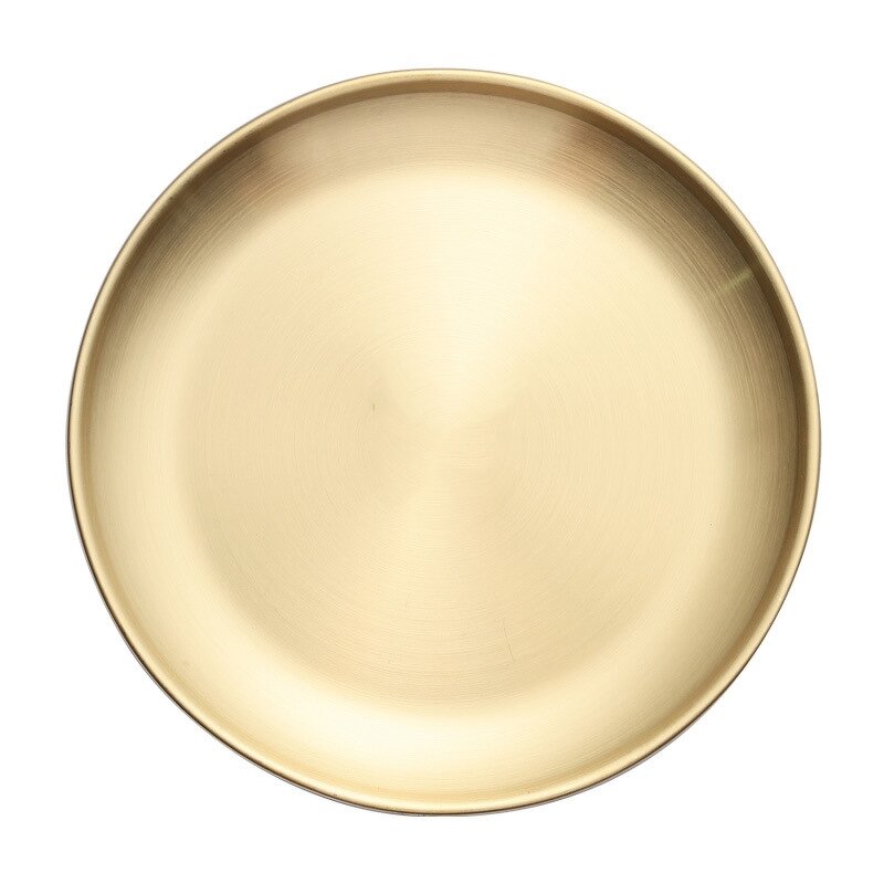 Gold Serving Tray Factory - OEM Luxury Stainless Steel Round Dinner Plate