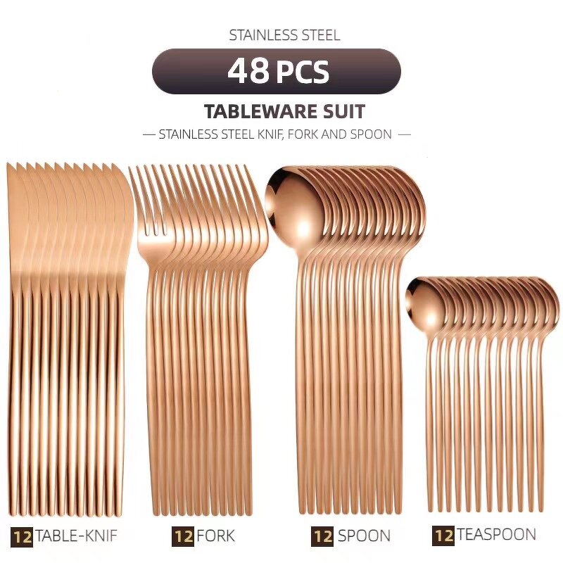 Cutlery Set Manufacturer - OEM High Quality Stainless Steel 48pcs Wedding Party