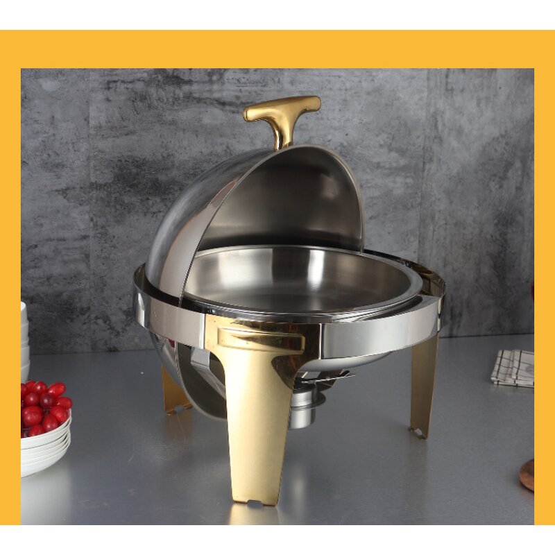 Chafing Dish Manufacturer - OEM High Quality Gold Color 6L Stainless Steel Round