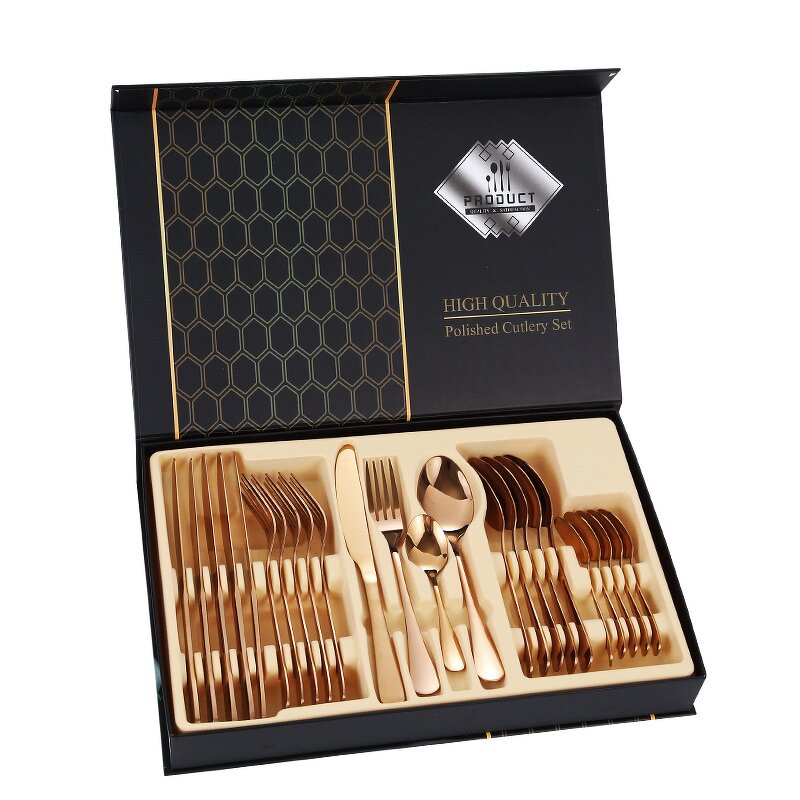Cutlery Set Factory - OEM High Quality Stainless Steel 24pcs with Luxury Gift Box