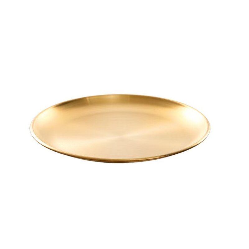 Gold Serving Tray Manufacturer - OEM Luxury Stainless Steel Round Dinner Plate