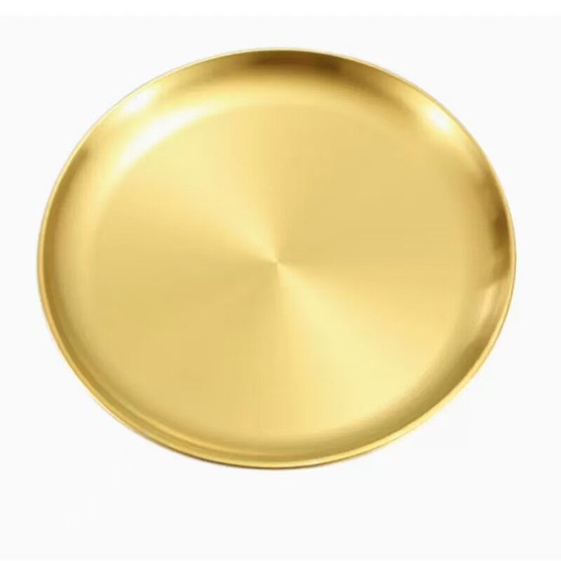 Gold Serving Tray Manufacturer - OEM Luxury Stainless Steel Round Dinner Plate