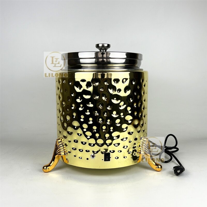 Electric Soup Pot Factory - OEM Luxury 10L Gold Stainless Steel Hammer Pattern Insulated