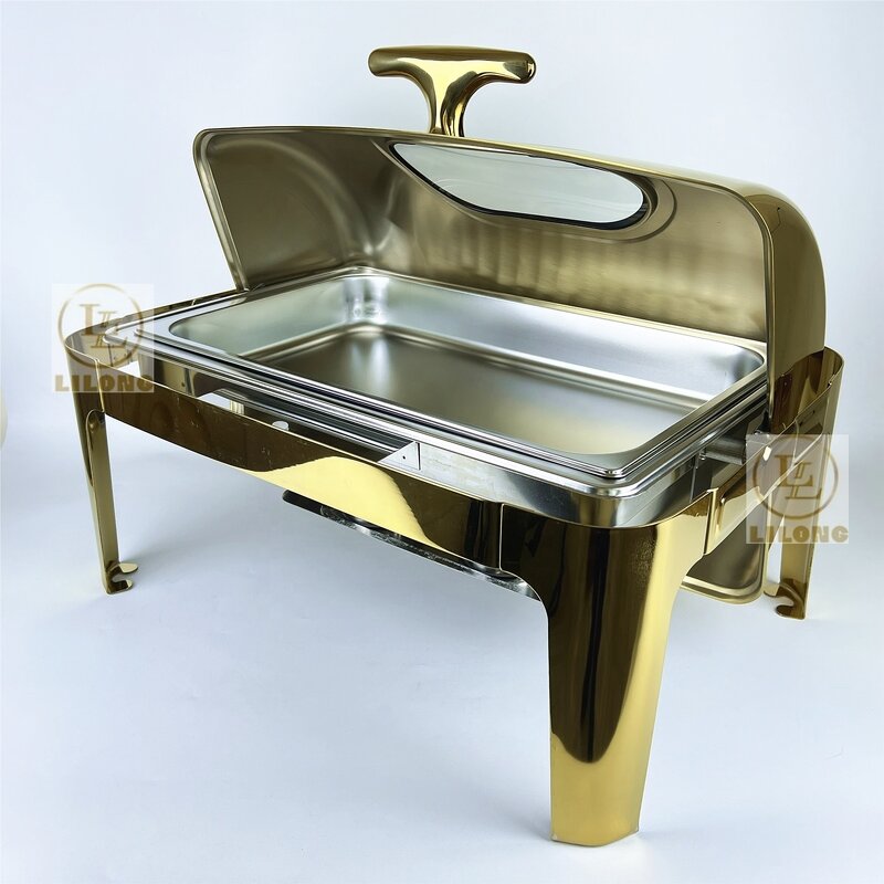 Chafing Dish Factory - OEM Hot Selling Stainless Steel Golden 9L Rectangular