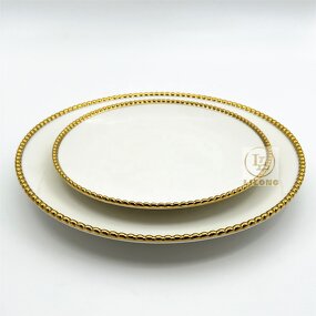 Ceramic Plates Factory - OEM Luxury Gold Rim Hotel Restaurant Wedding