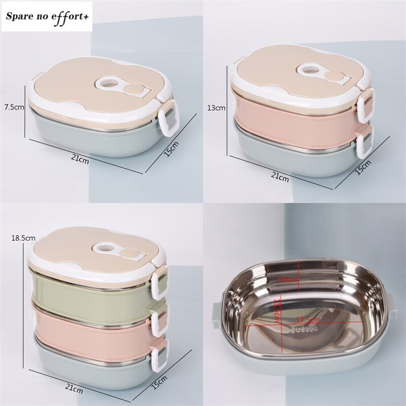 Food Container Lunch Box Factory - OEM SS304 Stainless Steel 3 Layer with Airtight Cover