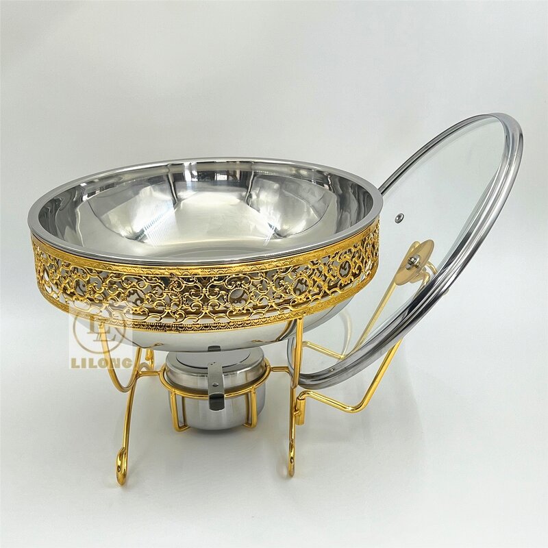 Chaffing Dish Manufacturer - OEM New Arrival Stainless Steel 3.5-4L Gold Food Warmer