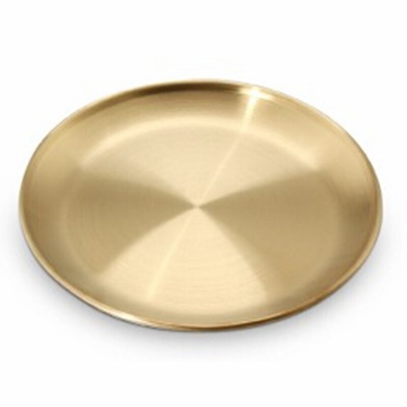 Gold Serving Tray Manufacturer - OEM Luxury Stainless Steel Round Dinner Plate