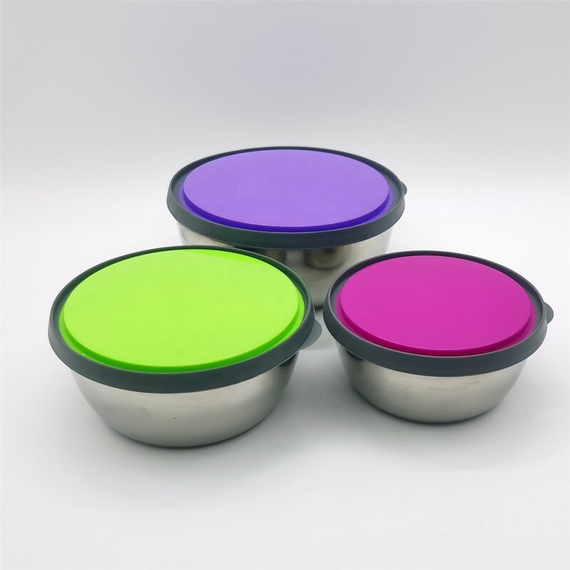 Seal Pot Salad Bowl Factory - OEM Cheap 3PCS Stainless Steel Food Storage Bowl