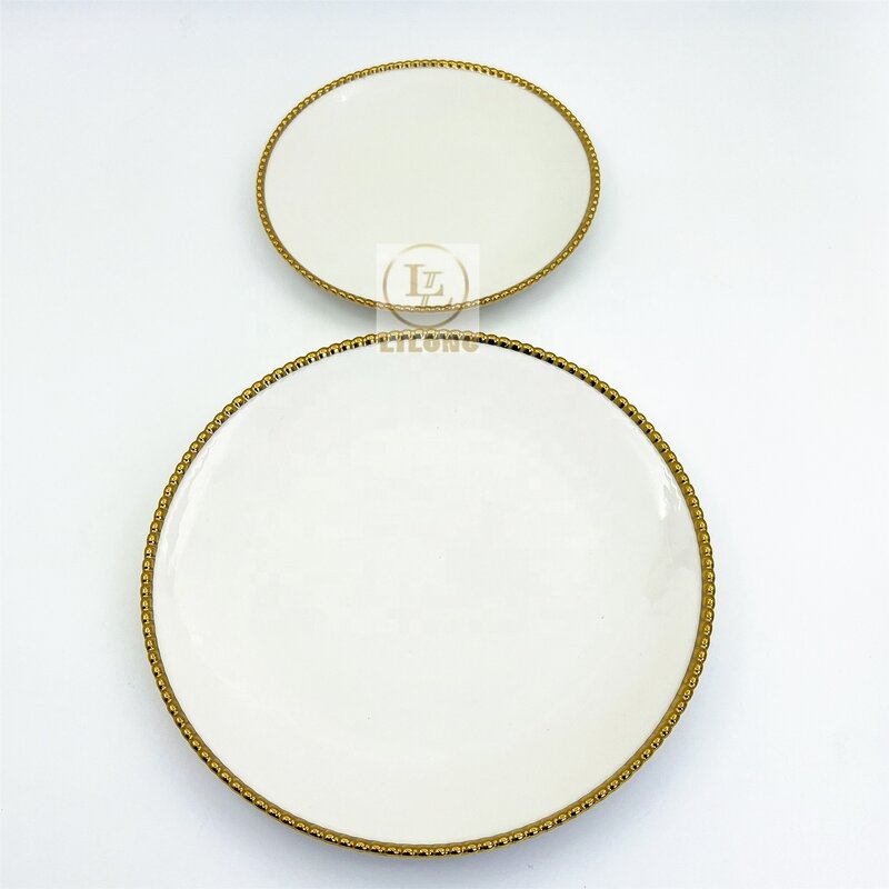 Ceramic Plates Factory - OEM Luxury Gold Rim Hotel Restaurant Wedding