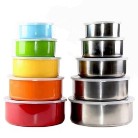 Mixing Bowl Set Manufacturer - OEM Hot Sale 5 Pcs Set Stainless Steel Fresh Box