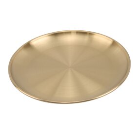 Gold Serving Tray Factory - OEM Luxury Stainless Steel Round Dinner Plate