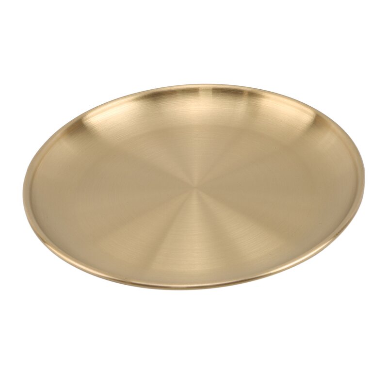 Gold Serving Tray Factory - OEM Luxury Stainless Steel Round Dinner Plate