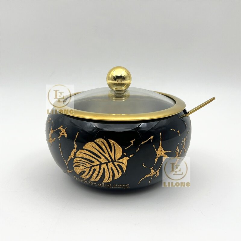 Sugar Bowl Manufacturer - OEM Hot Selling 9cm Stainless Steel with Spoon Glass Lid