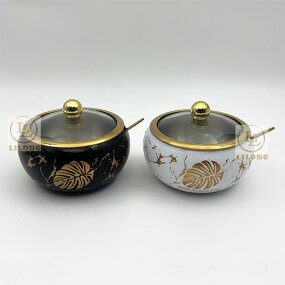 Sugar Bowl Manufacturer - OEM Hot Selling 9cm Stainless Steel with Spoon Glass Lid