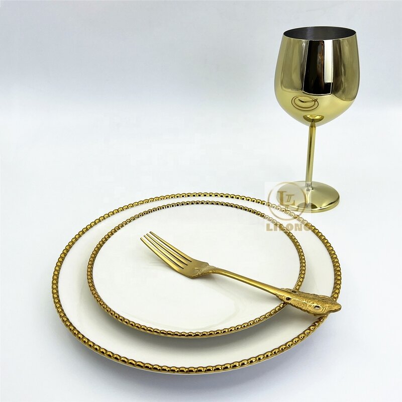 Ceramic Plates Factory - OEM Luxury Gold Rim Hotel Restaurant Wedding