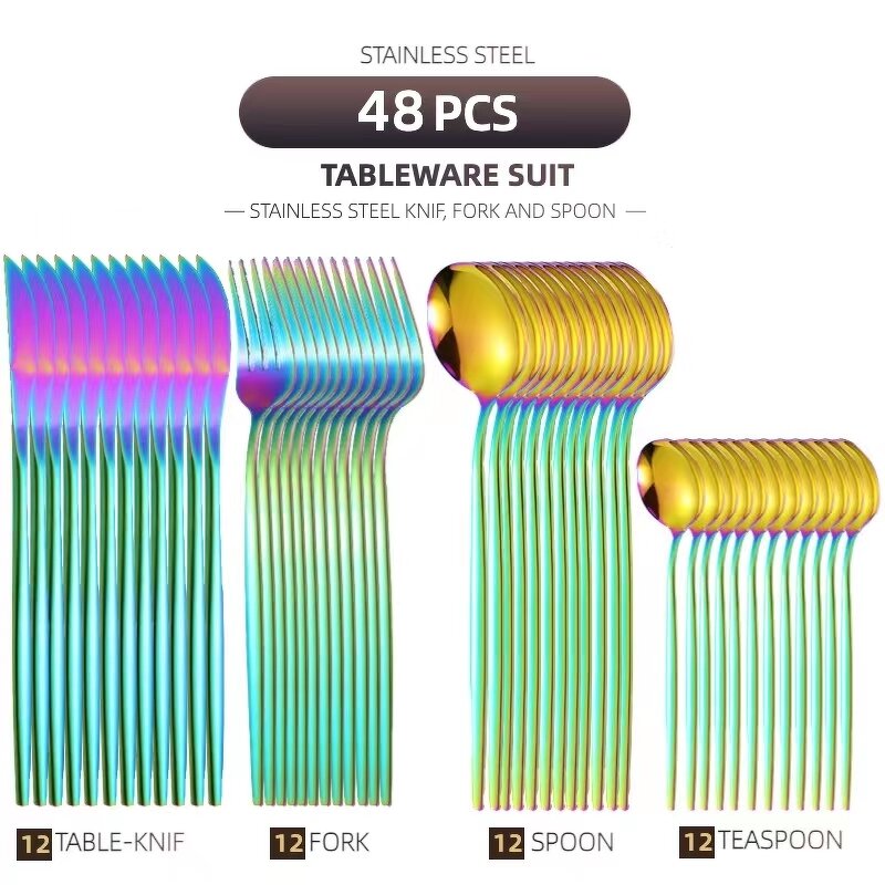 Cutlery Set Manufacturer - OEM High Quality Stainless Steel 48pcs Wedding Party