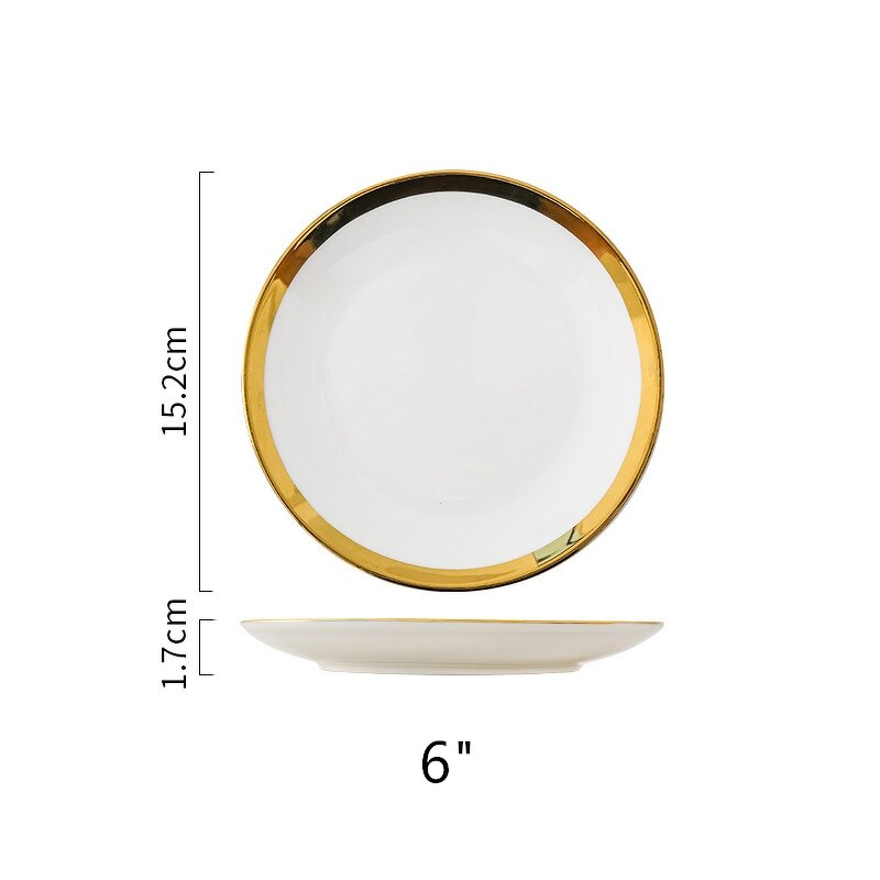 Ceramic Plates Factory - OEM Luxury Gold Rim Hotel Restaurant Porcelain