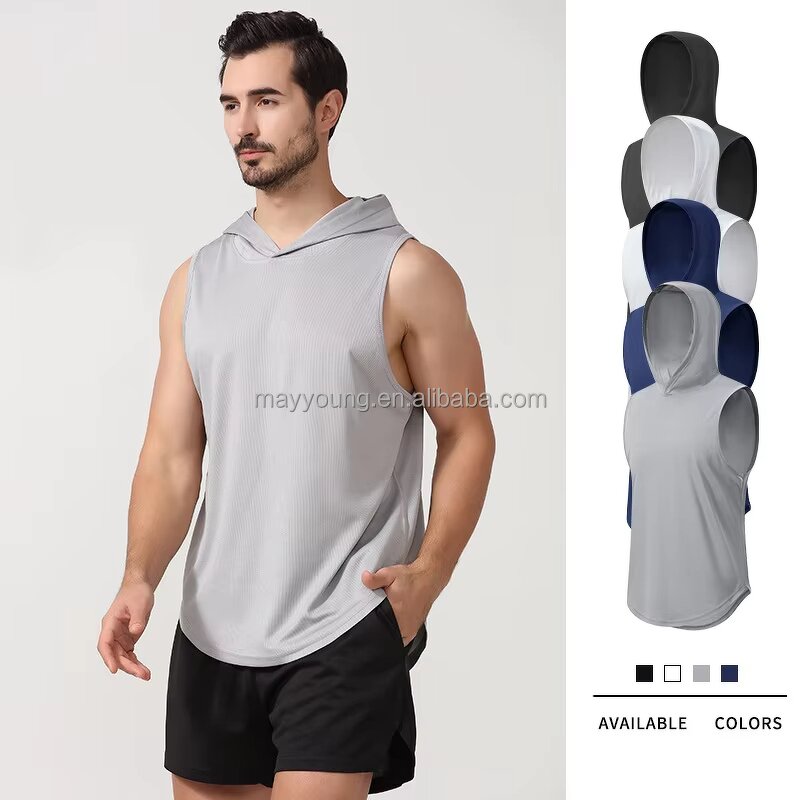 Men's Gym Hoodie Manufacturer - OEM Summer Quick Dry Polyester Tank Top Casual Crew Neck