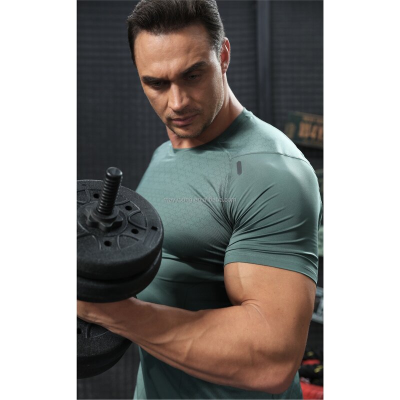 Compression Gym Shirt Manufacturer - OEM Men's Athletic Quick Dry Breathable Polyester Muscle