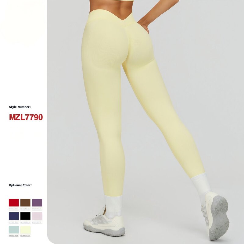 High Waist Yoga Leggings Factory - OEM Women's V-Back Drawstring SEAMLESS Breathable