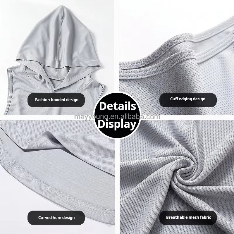 Men's Gym Hoodie Manufacturer - OEM Summer Quick Dry Polyester Tank Top Casual Crew Neck