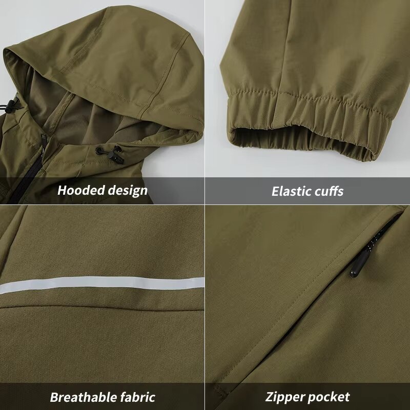 Waterproof Hooded Jacket Manufacturer - OEM Men's Sporty Custom Full Zipper Athletic Gym