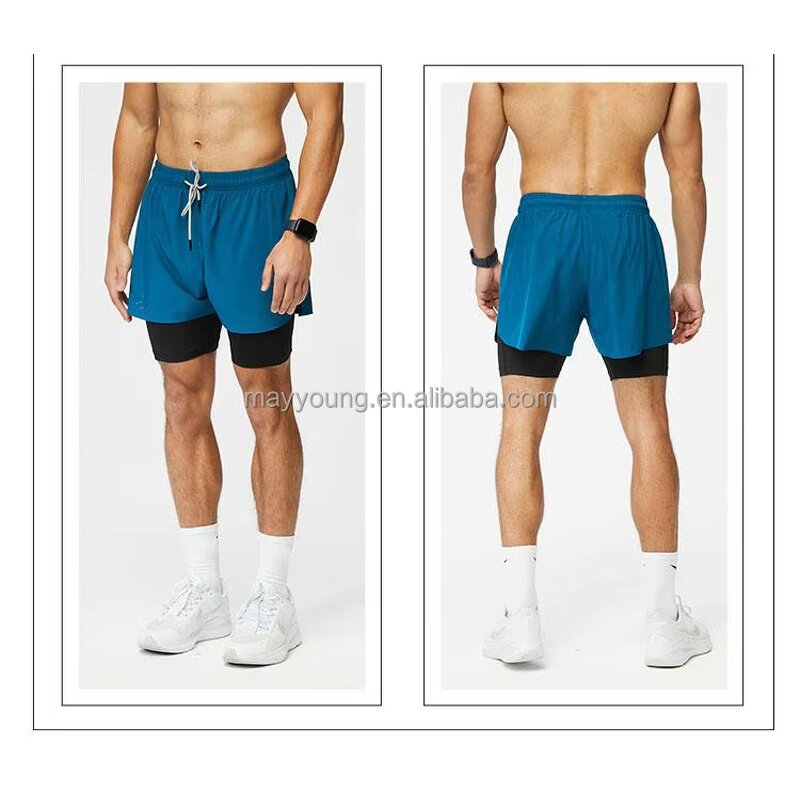Gym Shorts Manufacturer - OEM Men's Quick Dry Polyester Spandex 2-in-1 Training Liner
