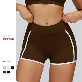 Yoga Shorts Manufacturer - OEM High Waist Elastic Breathable Color Blocking Pockets