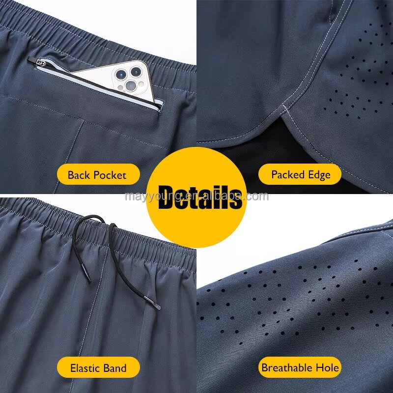 Men's Running Shorts Manufacturer - OEM Sportswear Double Layer Training Quick Dry Gym