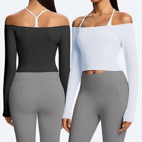 Long Sleeve Sports T-Shirt Factory - OEM Cross-Border Plus Size Off-Shoulder Running