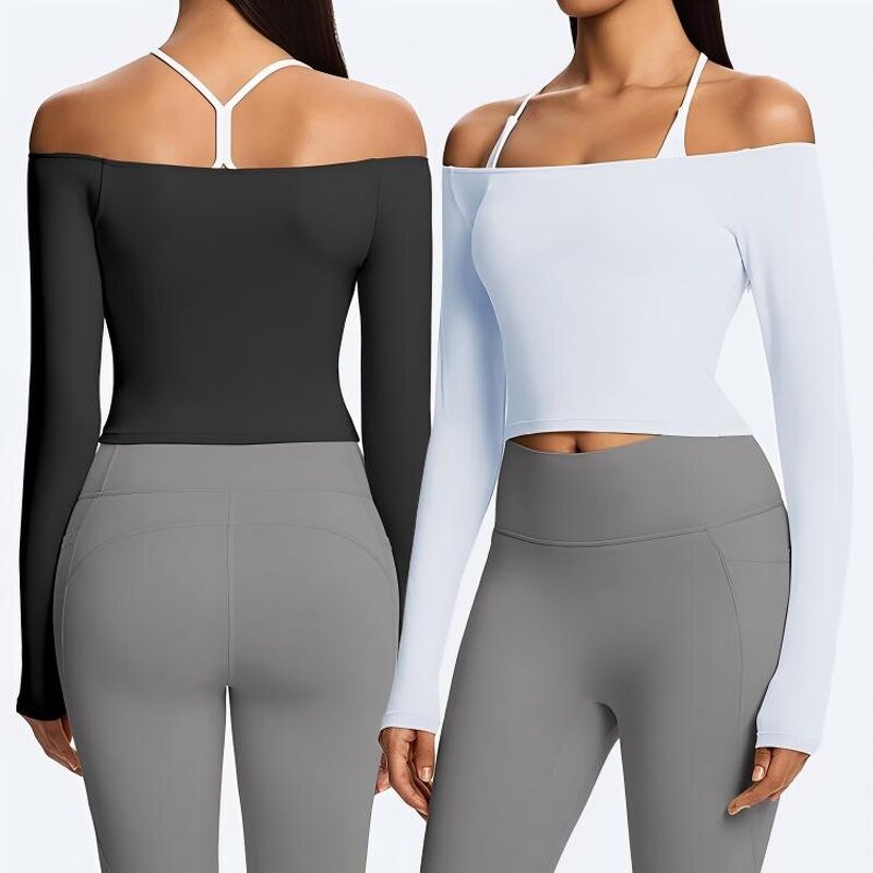 Long Sleeve Sports T-Shirt Factory - OEM Cross-Border Plus Size Off-Shoulder Running