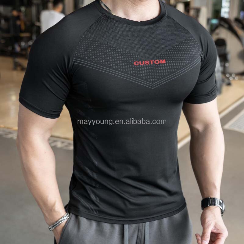 Custom Gym T-Shirts Factory - OEM Men's Dry Fit Running Workout Compression Sport Wear