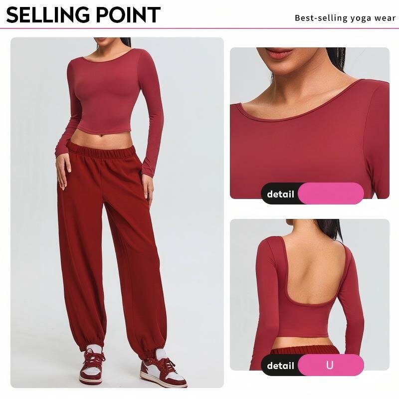 U-Shape Backless Top Manufacturer - OEM Long Sleeves Yoga Slim Lift Fitness
