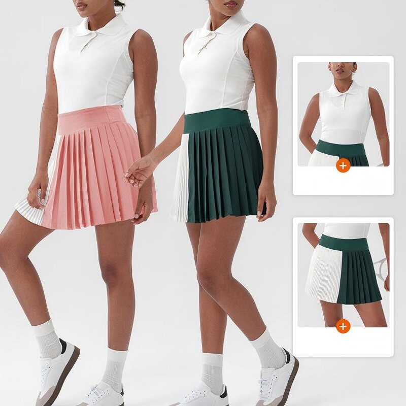 Tennis Pleated Skirt Factory - OEM Women's Summer Fashion Sleeveless Sports Golf Running
