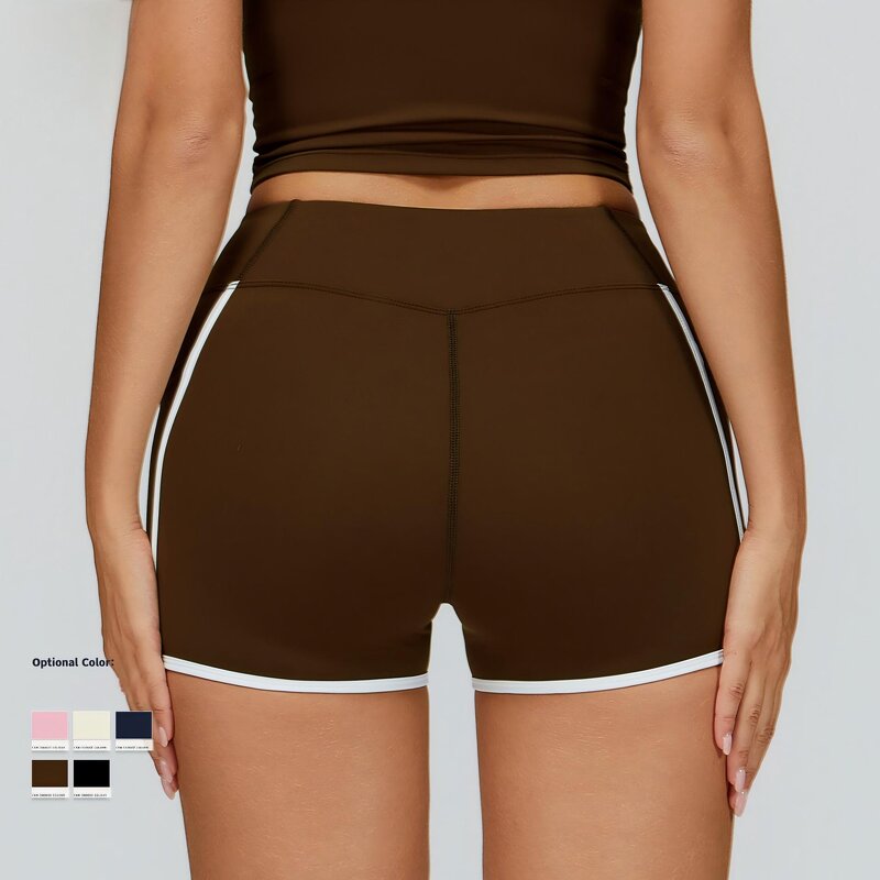 Yoga Shorts Manufacturer - OEM High Waist Elastic Breathable Color Blocking Pockets