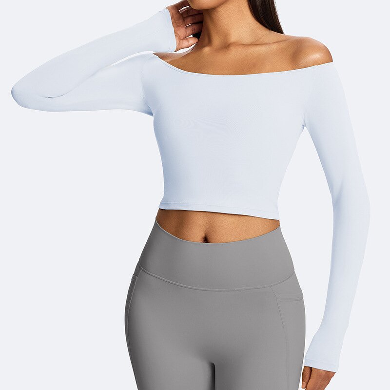 Long Sleeve Sports T-Shirt Factory - OEM Cross-Border Plus Size Off-Shoulder Running