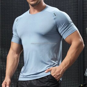Compression Gym Shirt Manufacturer - OEM Men's Athletic Quick Dry Breathable Polyester Muscle