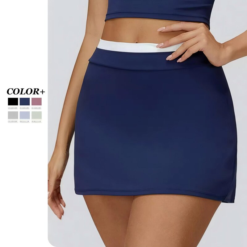 Sports Half Skirt Factory - OEM Custom Logo Breathable High Waist Thread Fake Two-piece